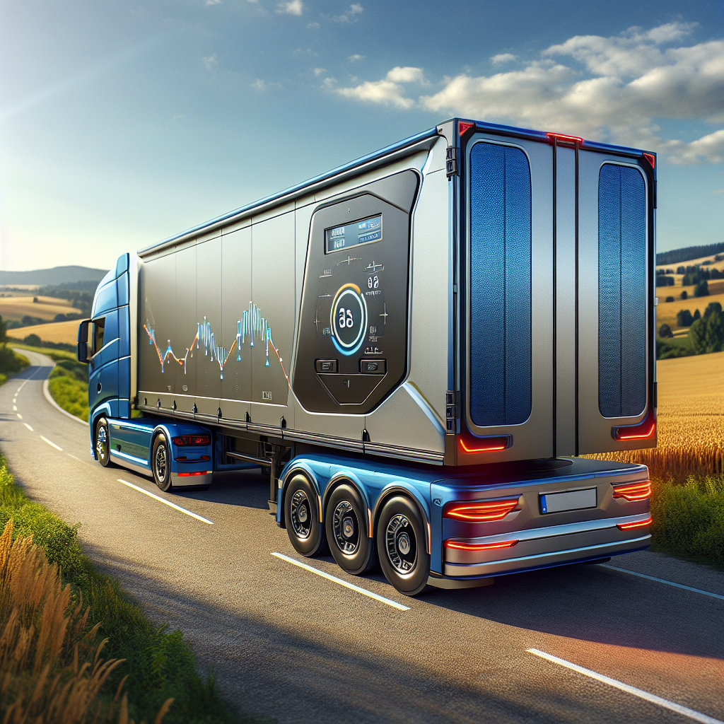 A trailer with a Tire Pressure Monitoring System on a rural road.