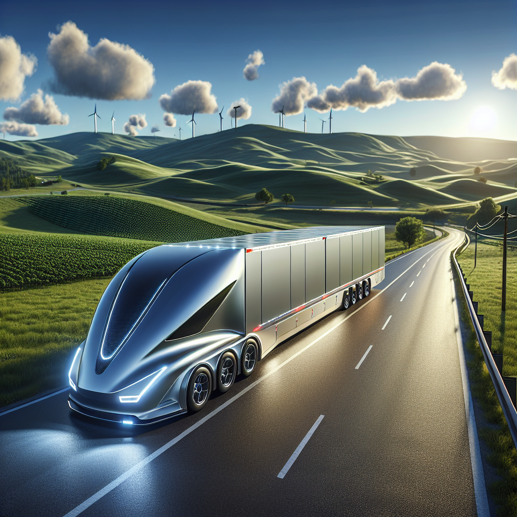 A trailer with safety devices parked near a scenic roadway.