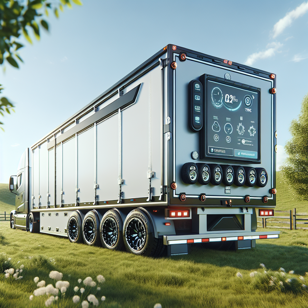 A trailer with a tire pressure monitoring system displayed in a safe outdoor setting.