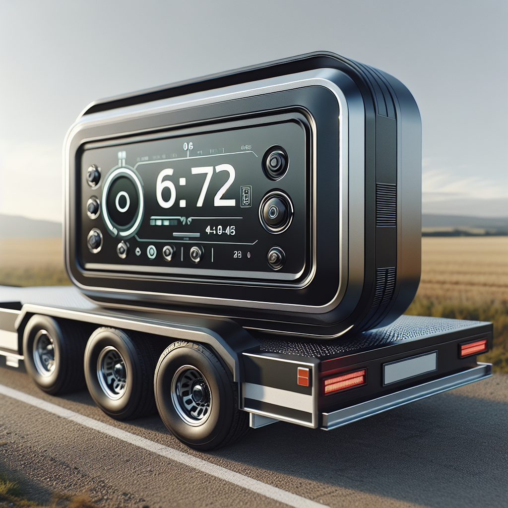 A Tymate TPMS tire pressure monitor mounted on a trailer.