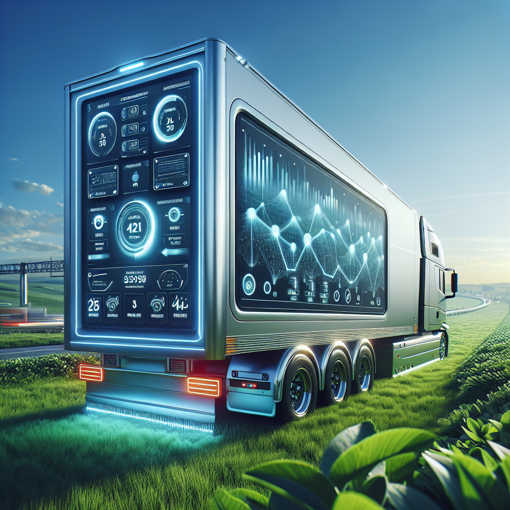 A modern trailer equipped with advanced monitoring systems in a sunny outdoor setting.
