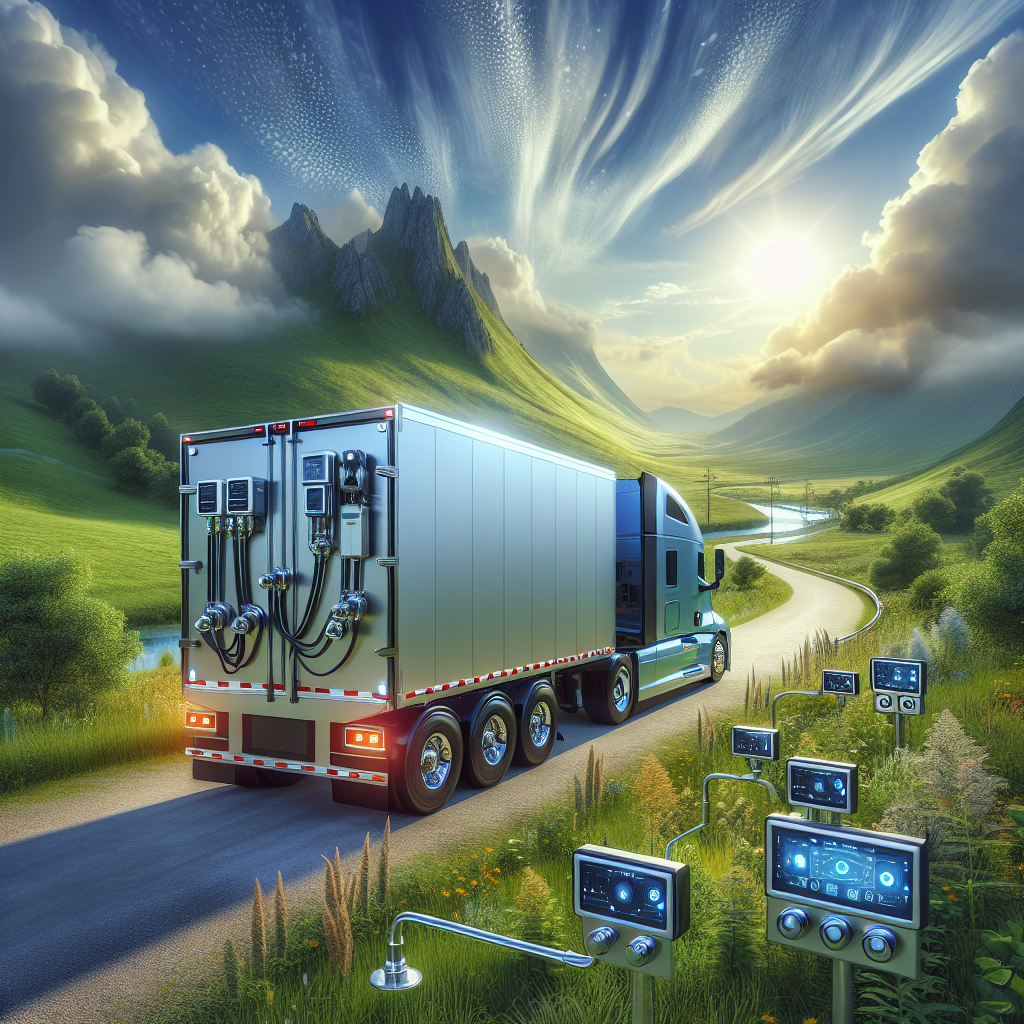 A modern trailer with advanced sensors in a rural landscape.