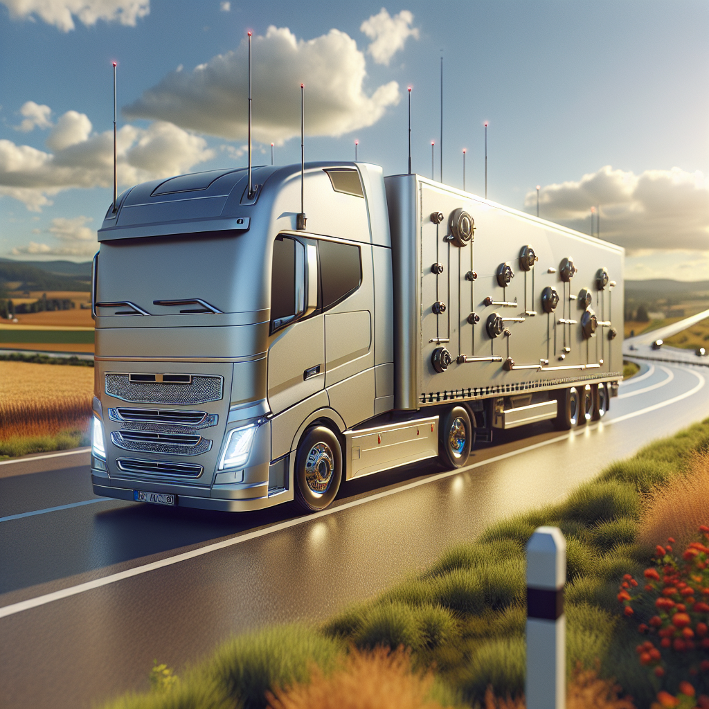 A modern trailer with monitoring technology on a sunny landscape.