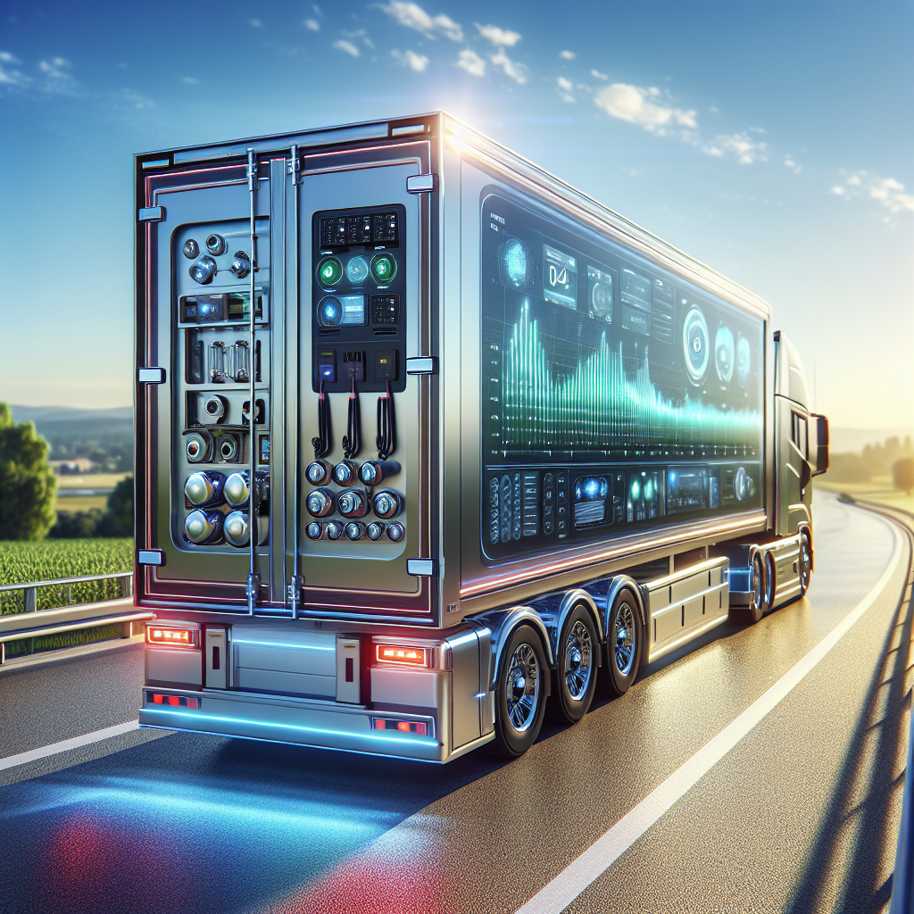 A modern trailer with trailer monitoring technology parked on a road.