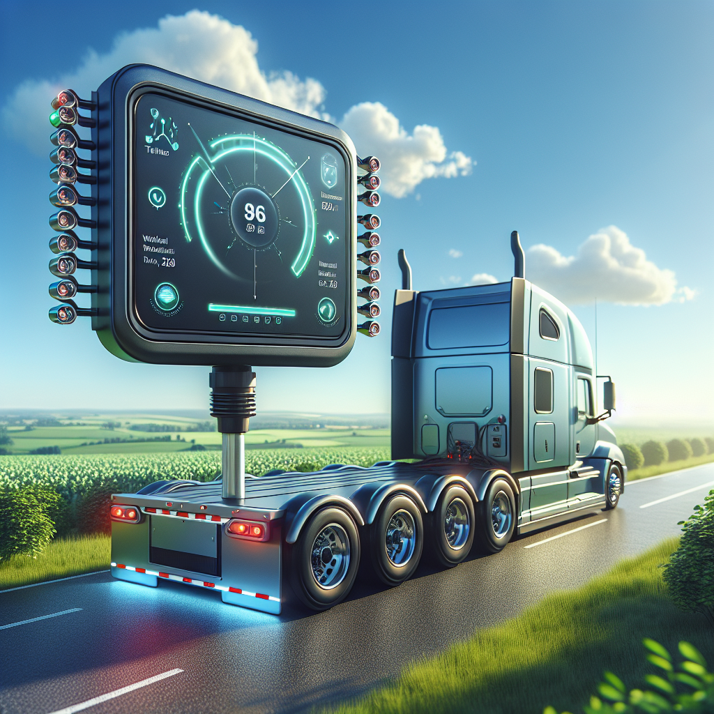 A wireless trailer tire pressure monitoring system on a trailer in a sunny outdoor setting.