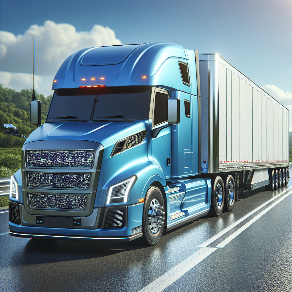 A modern truck and trailer on a highway, showcasing a Tire Pressure Monitoring System.