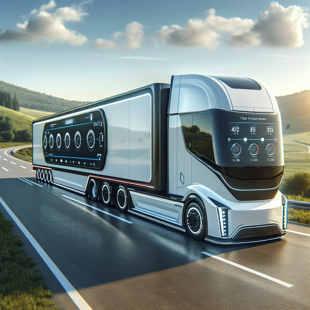 A modern trailer featuring a Tire Pressure Monitoring System on a scenic road.