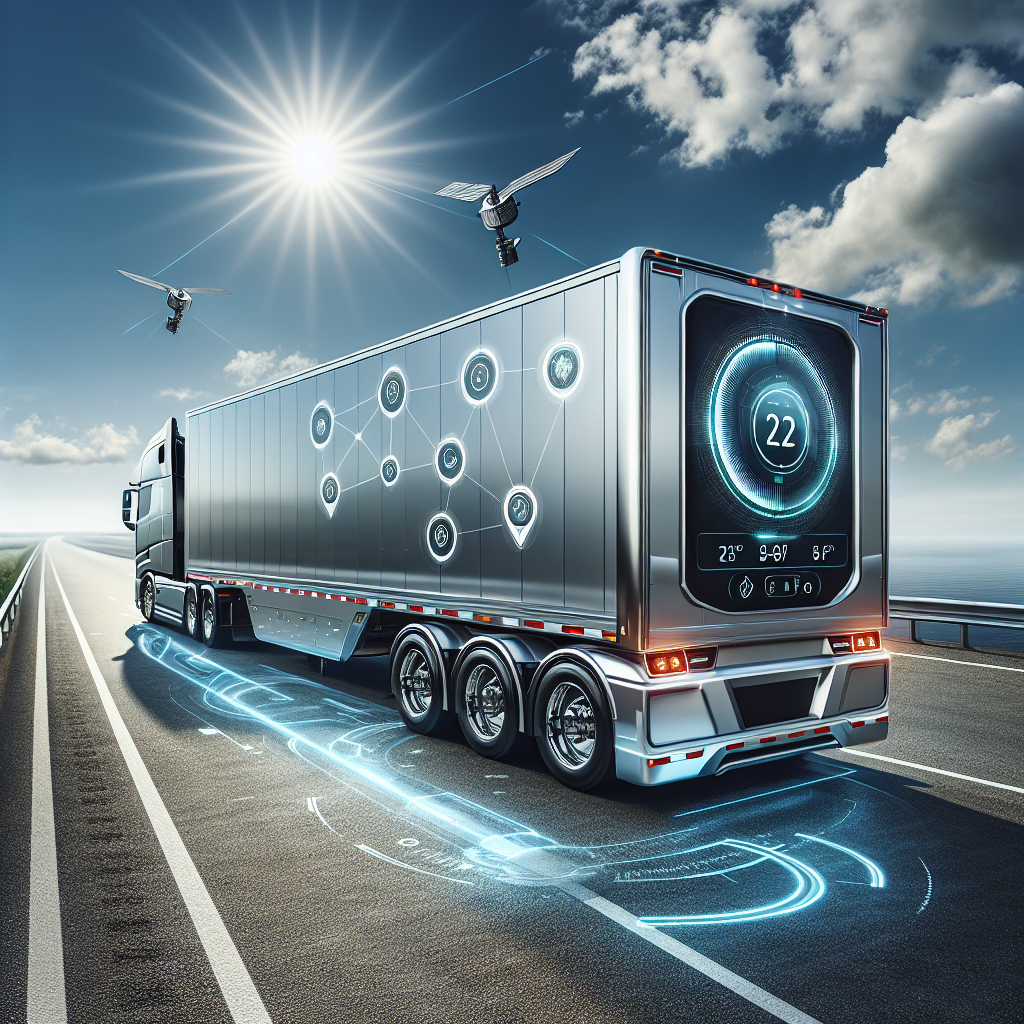 A modern trailer equipped with TPMS and GPS technology on an open highway.