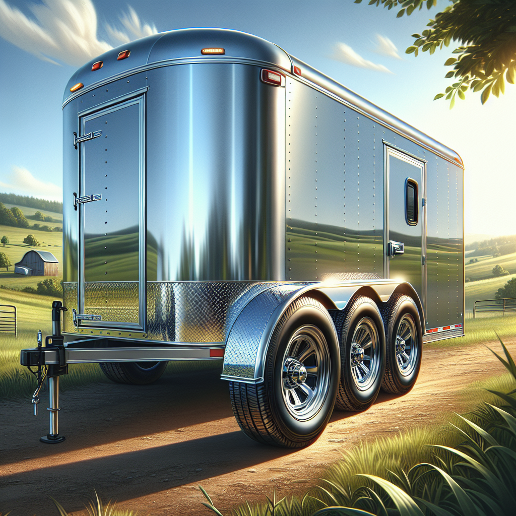 A trailer with well-maintained tires in a rural landscape.