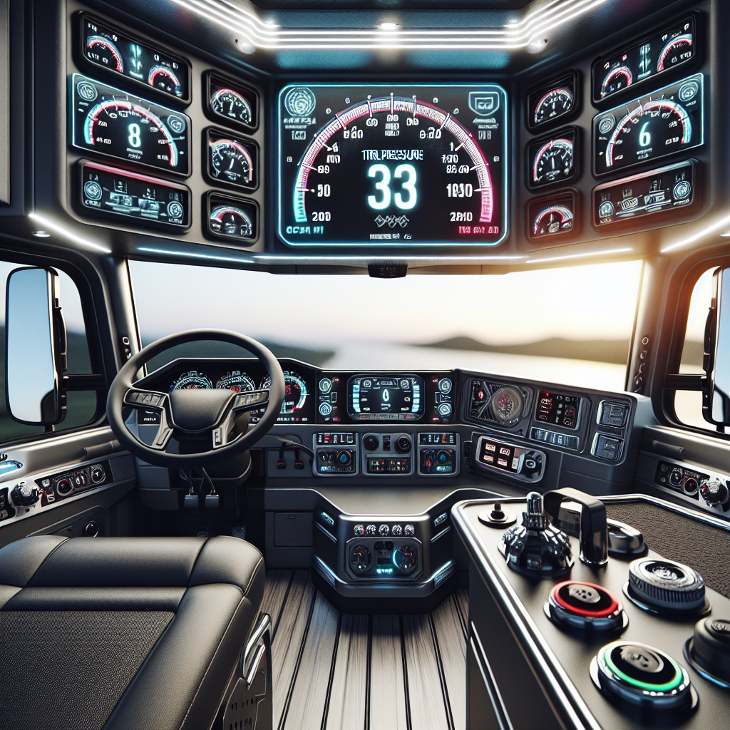 Tire pressure monitoring system on a trailer dashboard.