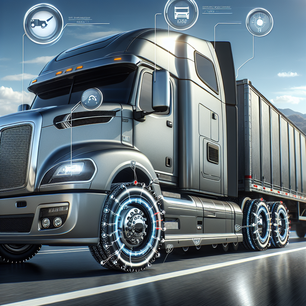 A truck with a tire pressure monitoring system on a highway.