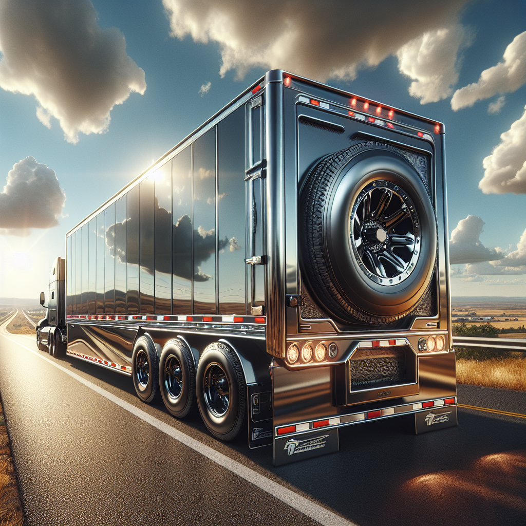 A trailer equipped with a Tire Pressure Monitoring System (TPMS) on a sunny highway.