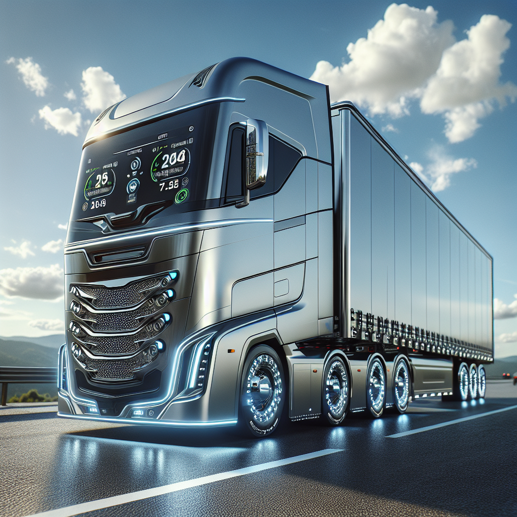 A trailer with a Tire Pressure Monitoring System on a highway.
