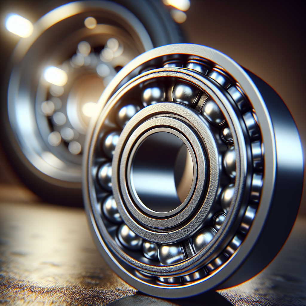 A close-up view of trailer bearings with a blurred trailer wheel in the background.