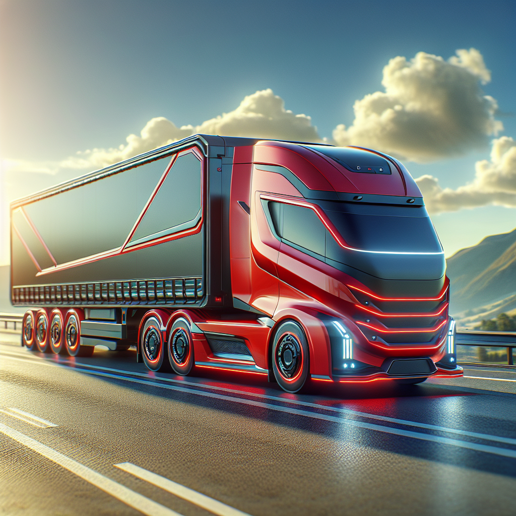 A high-tech trailer on a highway showcasing its tire monitoring system.