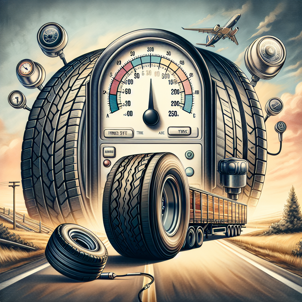 A digital Trailer Tire Pressure Monitoring System displayed on a trailer dashboard.