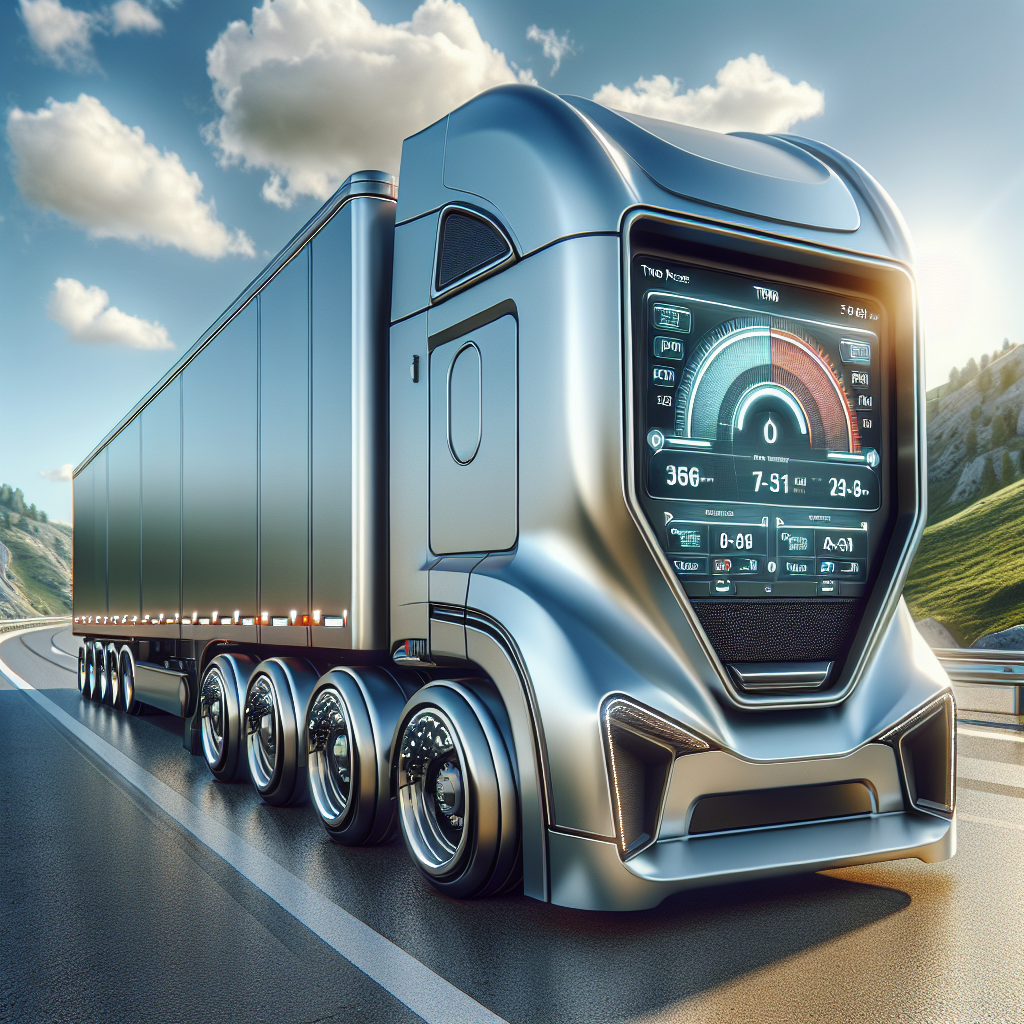 A modern trailer with a Tire Pressure Monitoring System parked on a scenic highway.