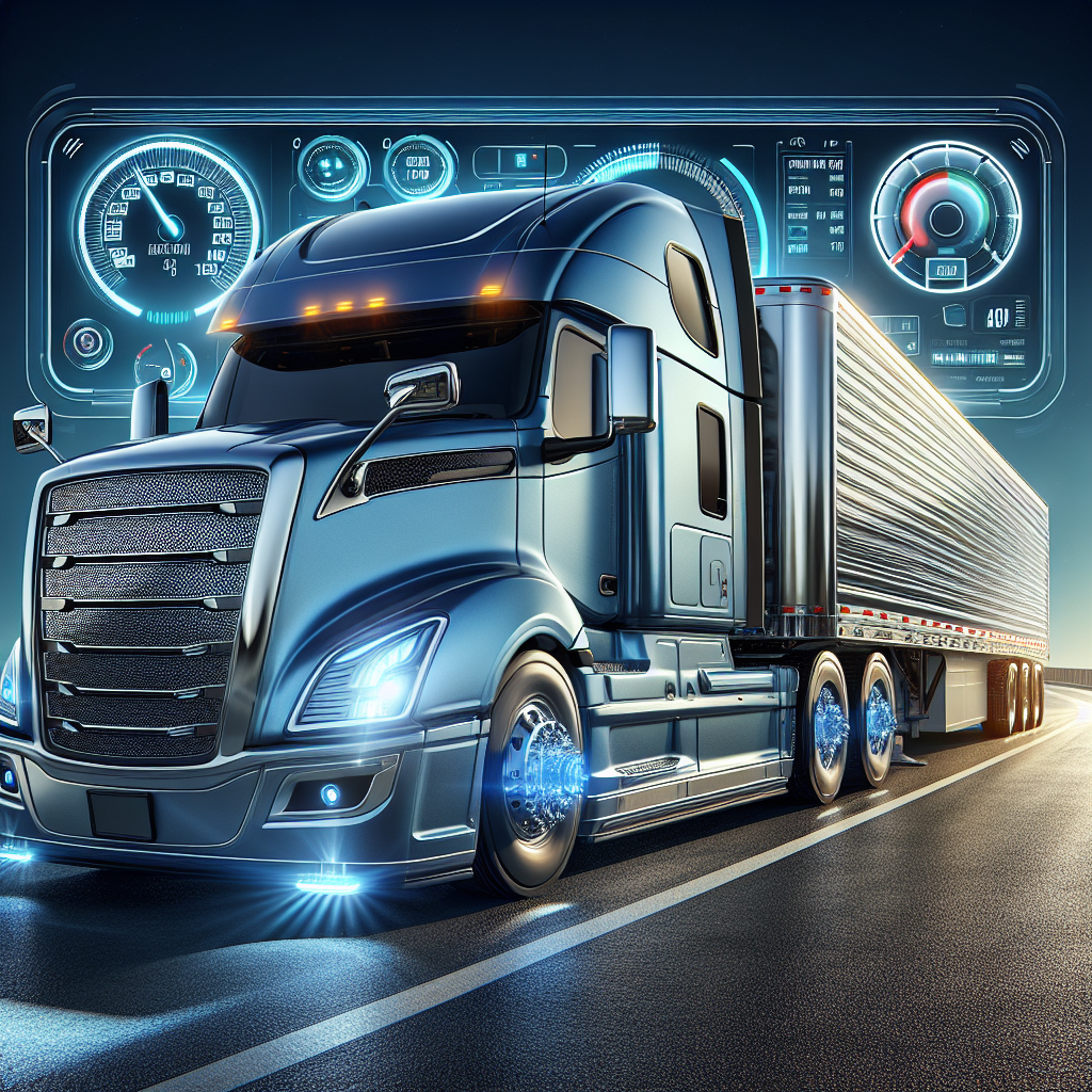 A truck and trailer with a tire pressure monitoring system displayed on the dashboard.