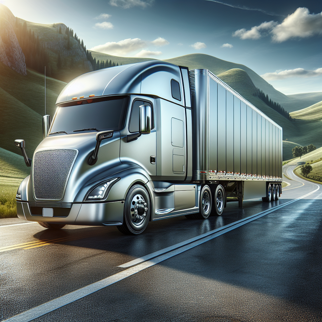 A trailer on a scenic road with emphasis on tire pressure monitoring system.
