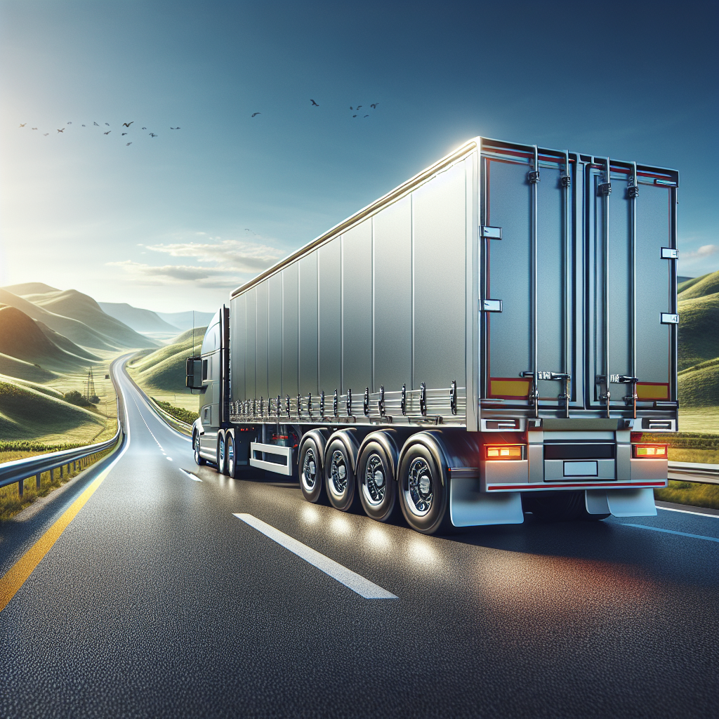 A trailer on a highway highlighting its tire monitoring system.