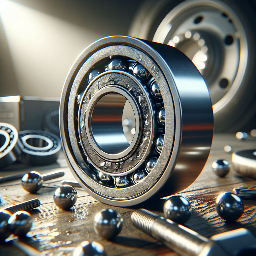 Close-up of trailer wheel bearings showing their intricate details and metallic finish.