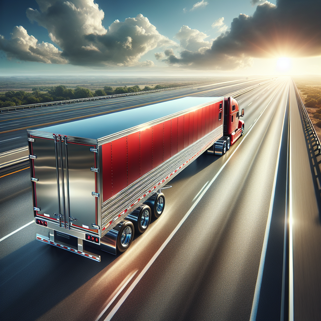 A red trailer on a sunny highway, emphasizing the importance of tire safety.