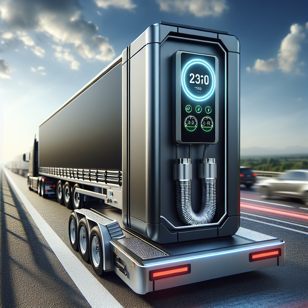 A tire pressure monitoring system on a trailer on the highway.