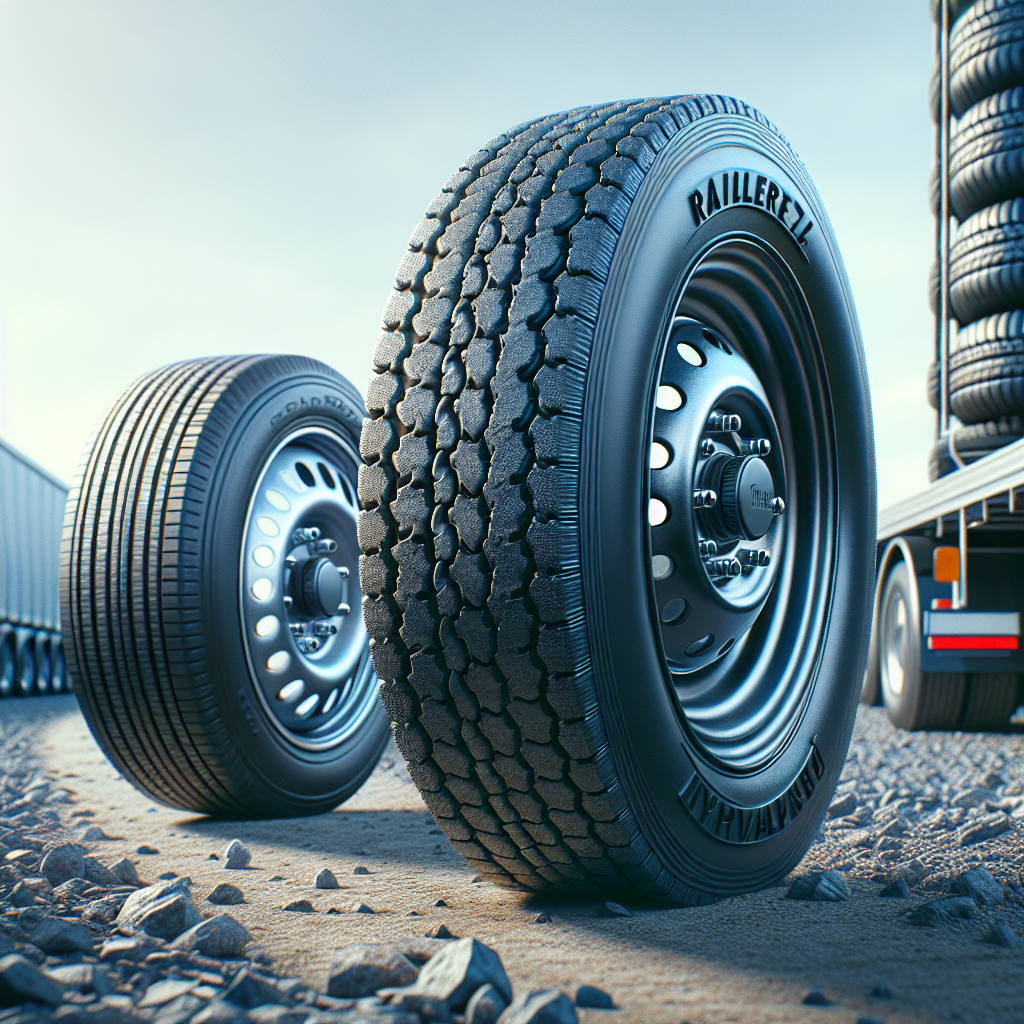 Close-up of trailer tires showing one under-inflated and one properly inflated.