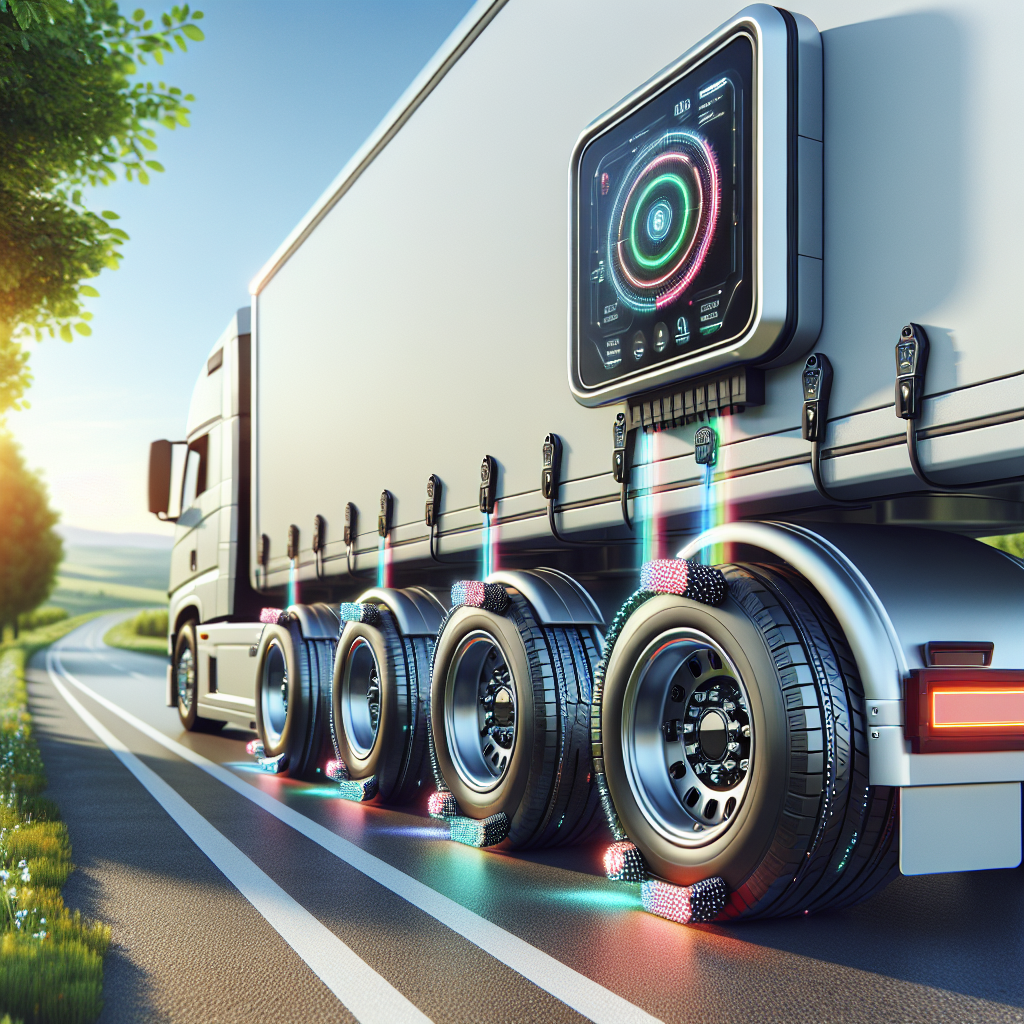 A trailer equipped with modern tire monitoring systems on a sunny road.