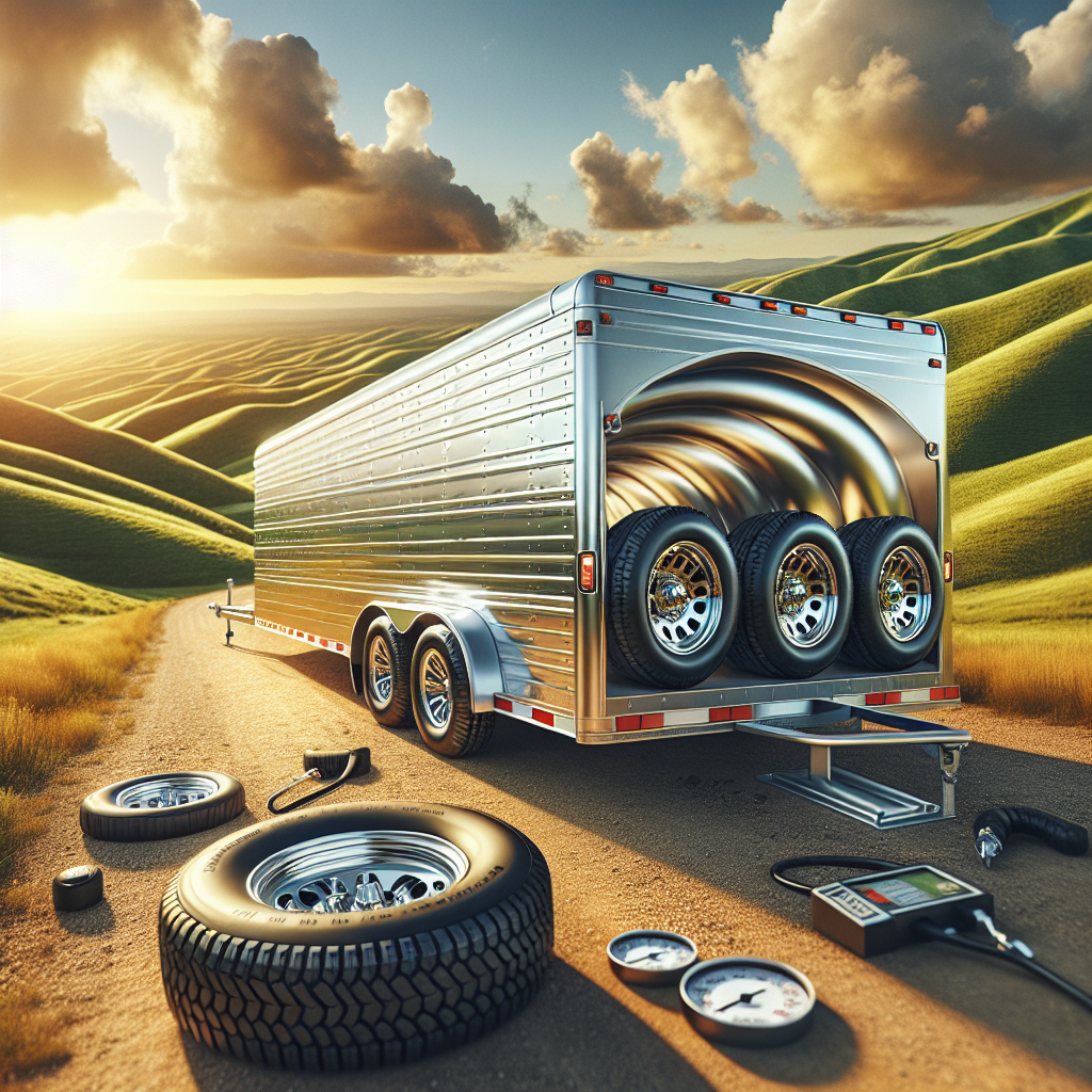 A trailer parked on a scenic road highlighting the importance of tire pressure.