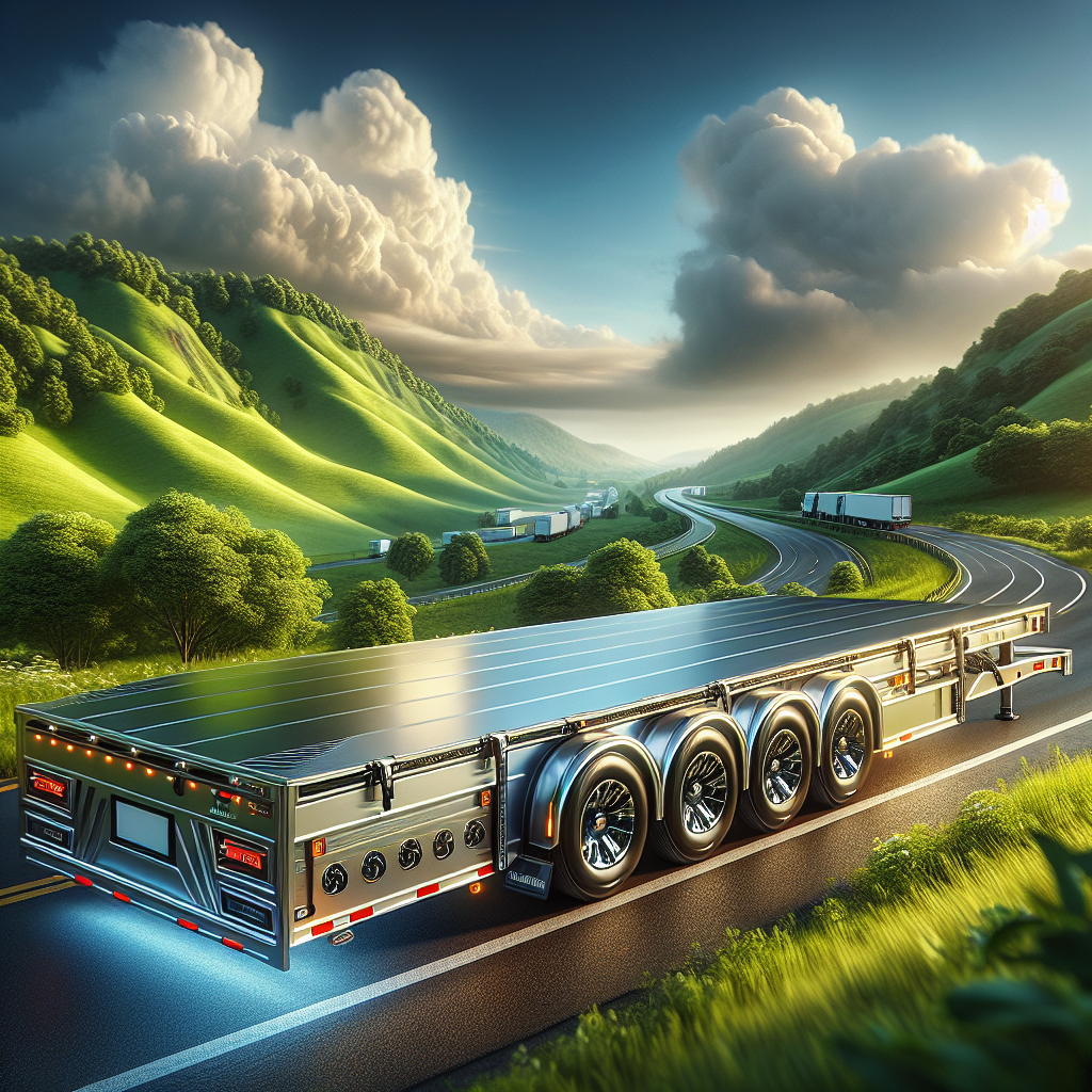 A trailer with a tyre pressure monitoring system on a scenic highway.