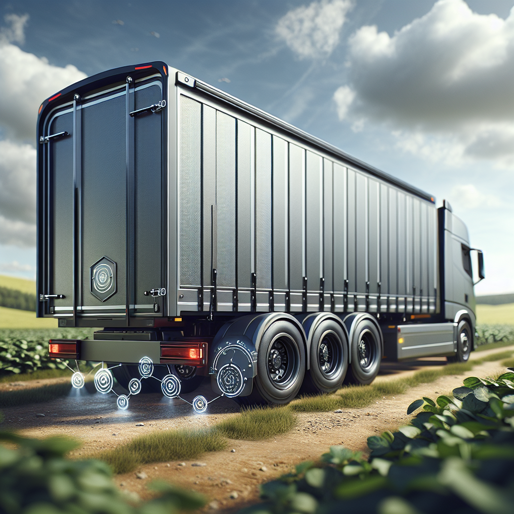 A trailer with a tyre pressure monitoring system in a natural outdoor setting.
