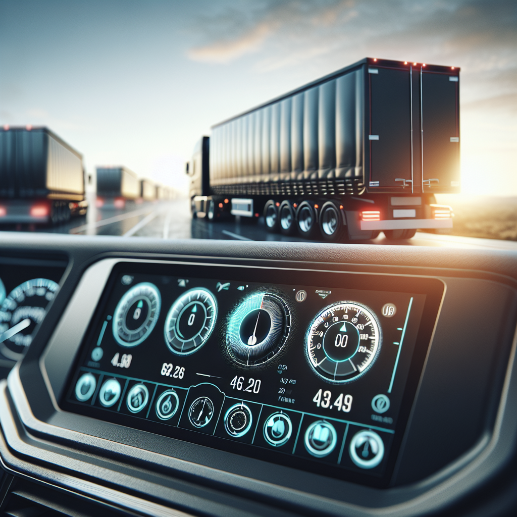 A tire pressure monitoring system displayed on a trailer dashboard.