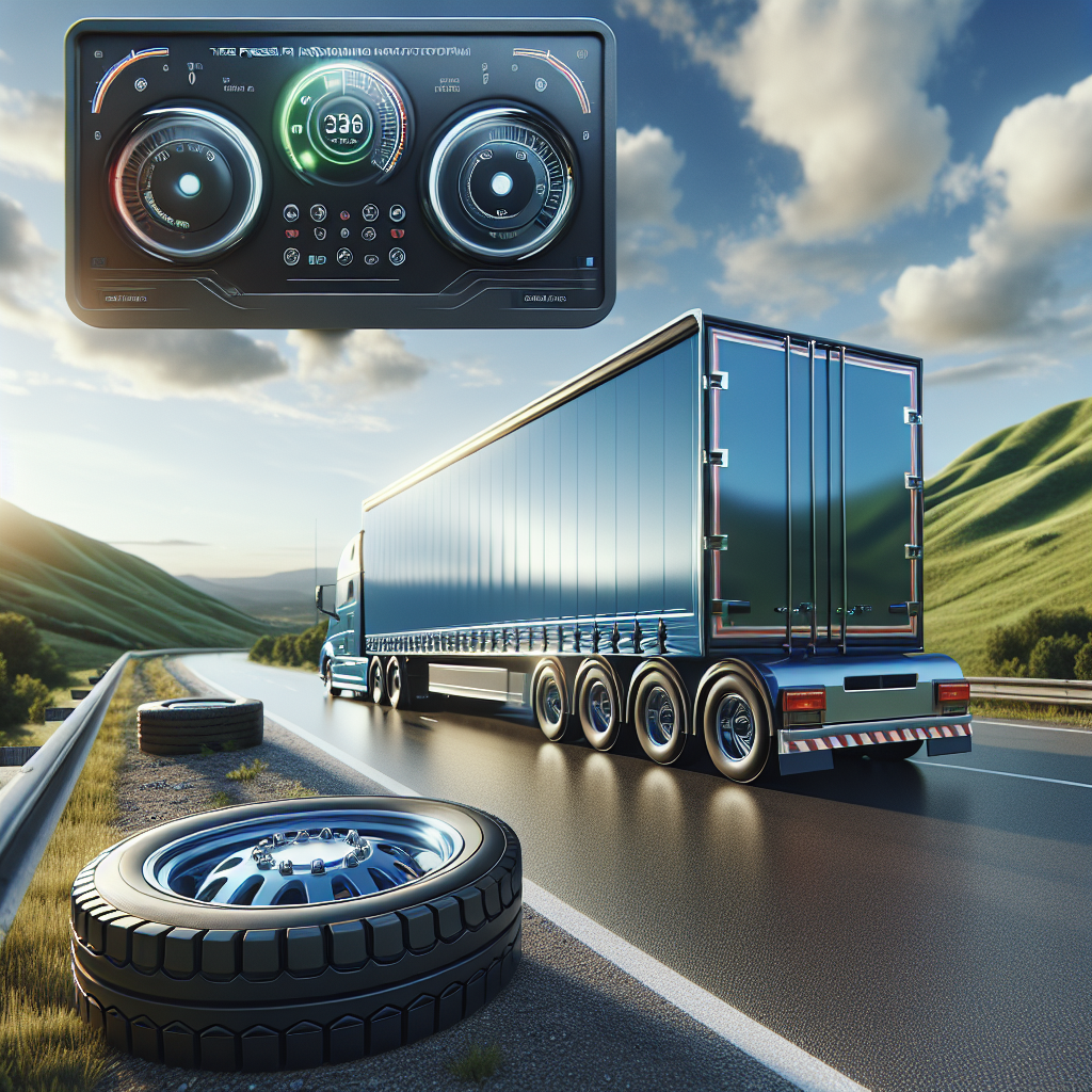 A trailer with a tire pressure monitoring system on a scenic highway.