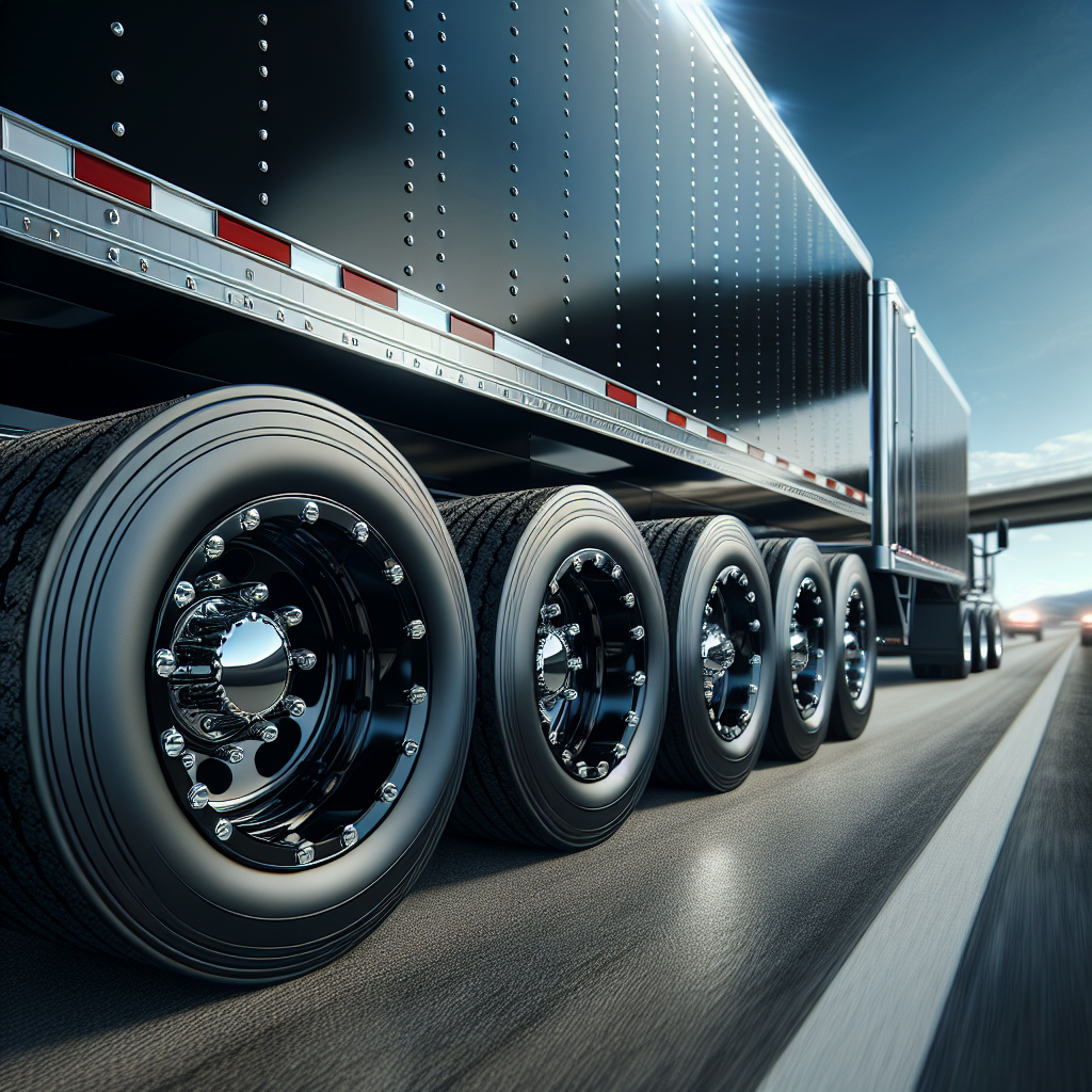 A close-up of a trailer with visible tires highlighting tire pressure monitoring.