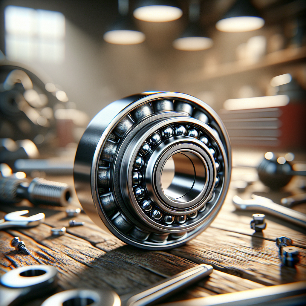 An illustration of a trailer wheel bearing on a workbench.