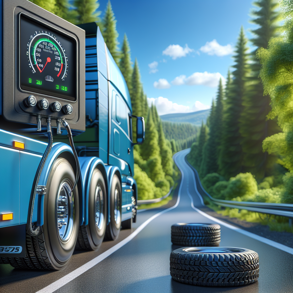 A trailer with a tire pressure monitoring system on a sunny road.