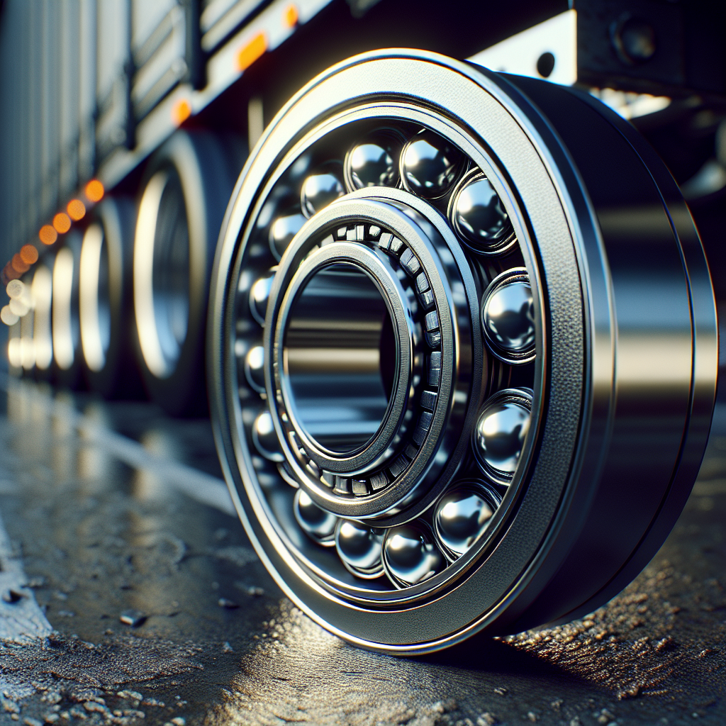 Close-up of trailer wheel bearings illustrating their detailed metallic structure.