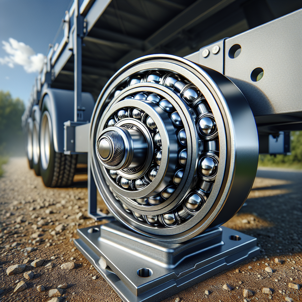 Close-up view of trailer wheel bearings on a trailer axle.
