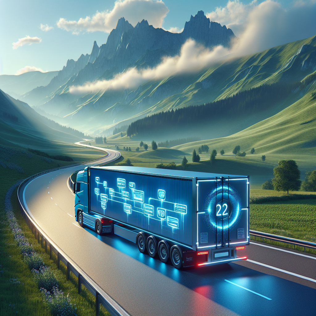 A modern trailer with a temperature monitoring system parked on a highway.