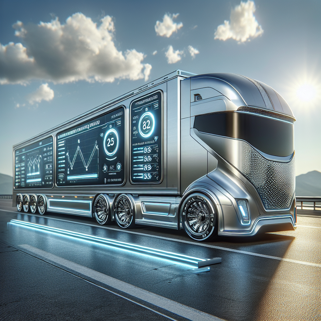 A high-tech trailer with temperature monitoring systems on a highway.