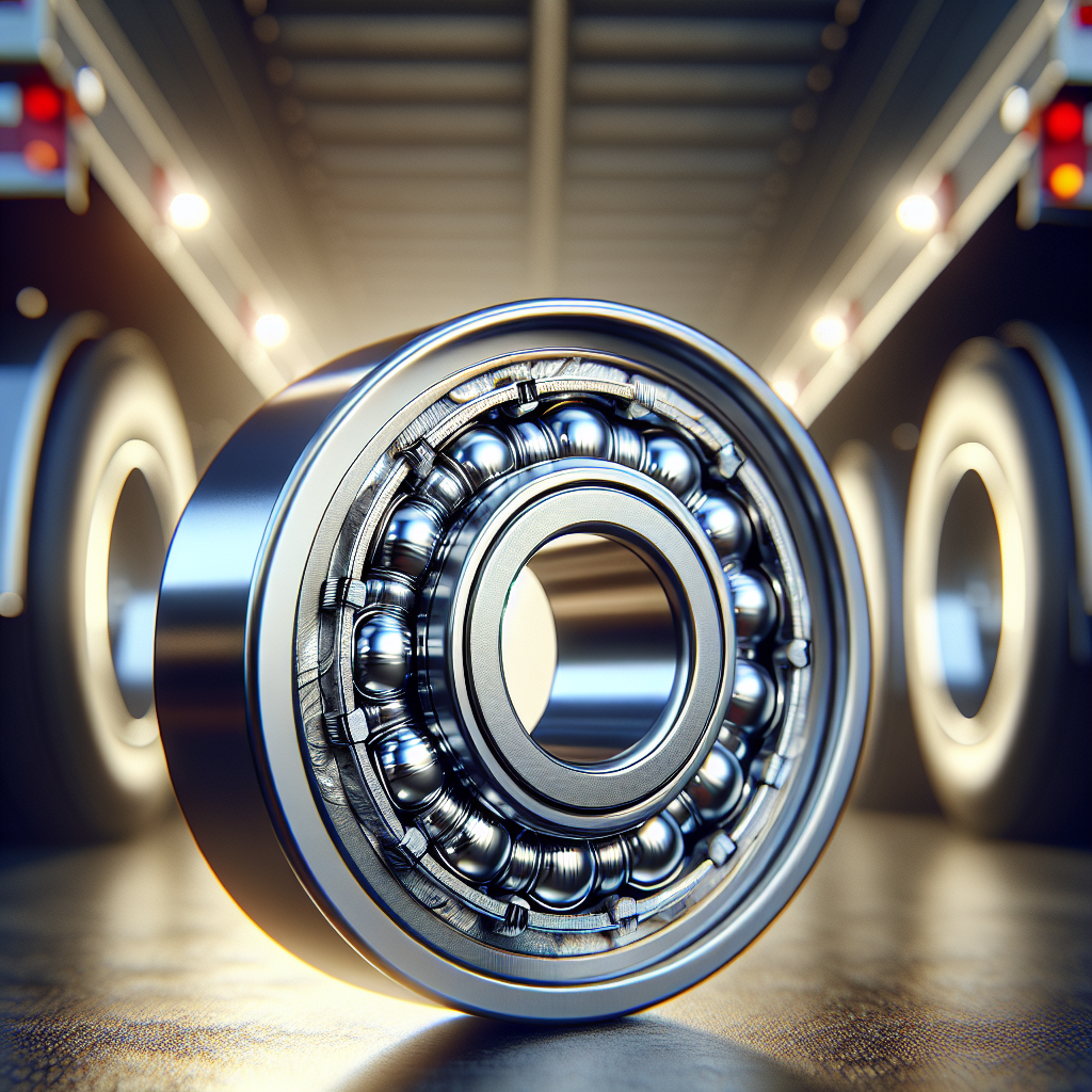 A detailed view of a trailer wheel bearing with surrounding elements of a trailer wheel.