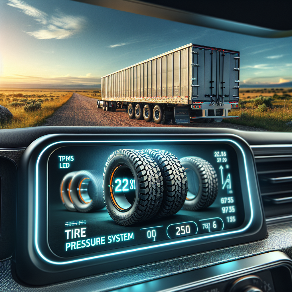 A TPMS display showing tire pressure readings for trailer tires on a modern dashboard.