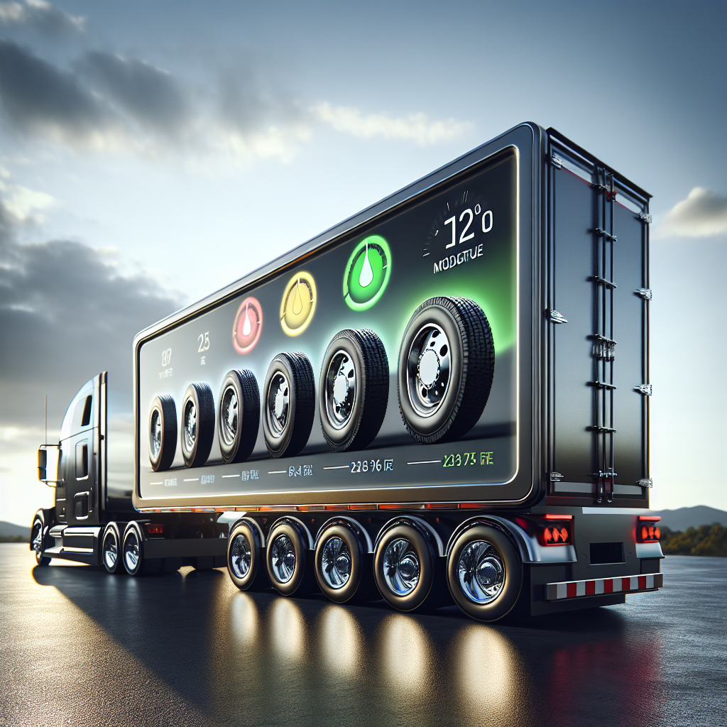 A digital TPMS display showing tire pressure levels for a trailer.