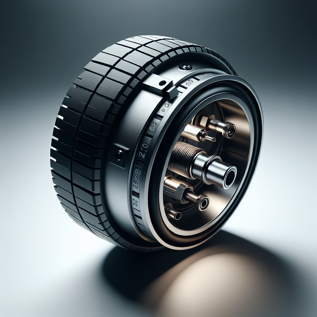 A close-up of a tire pressure sensor with intricate details.