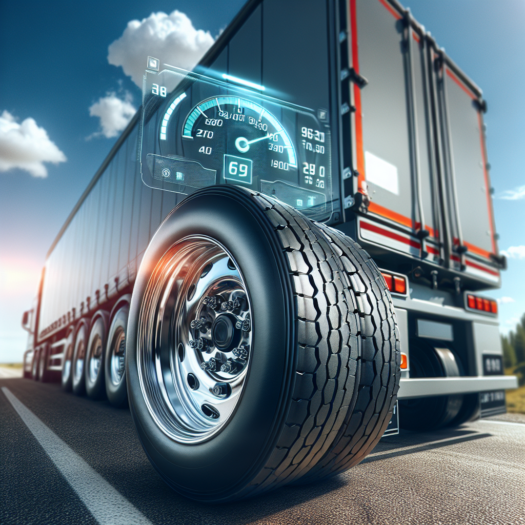 A trailer with monitored tire pressure on an open road.