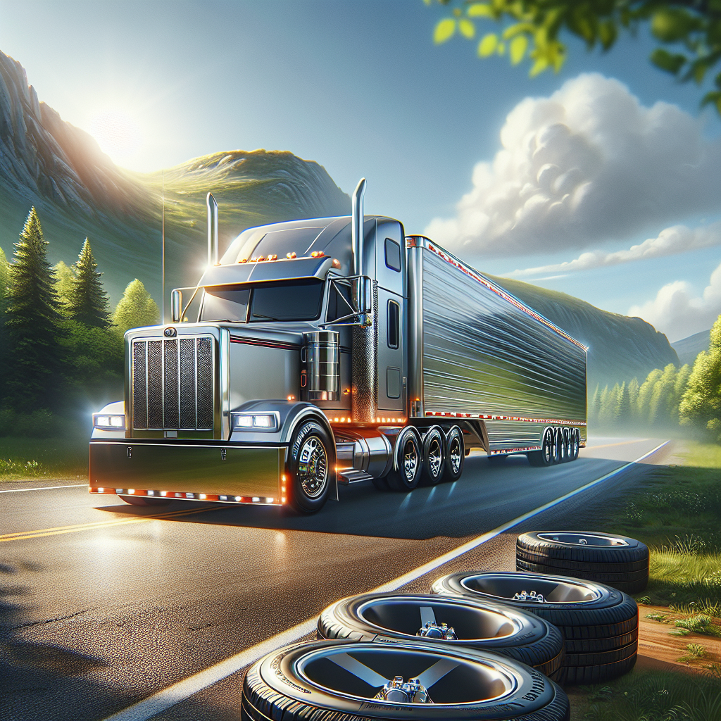 A trailer on a roadway with a focus on its air pressure monitoring system and well-maintained tires.