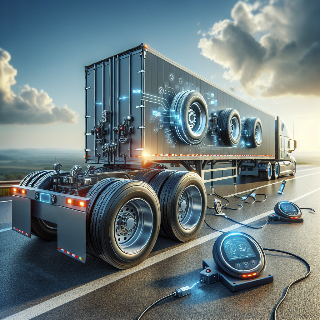 A trailer with a Tire Pressure Monitoring System in a bright landscape.