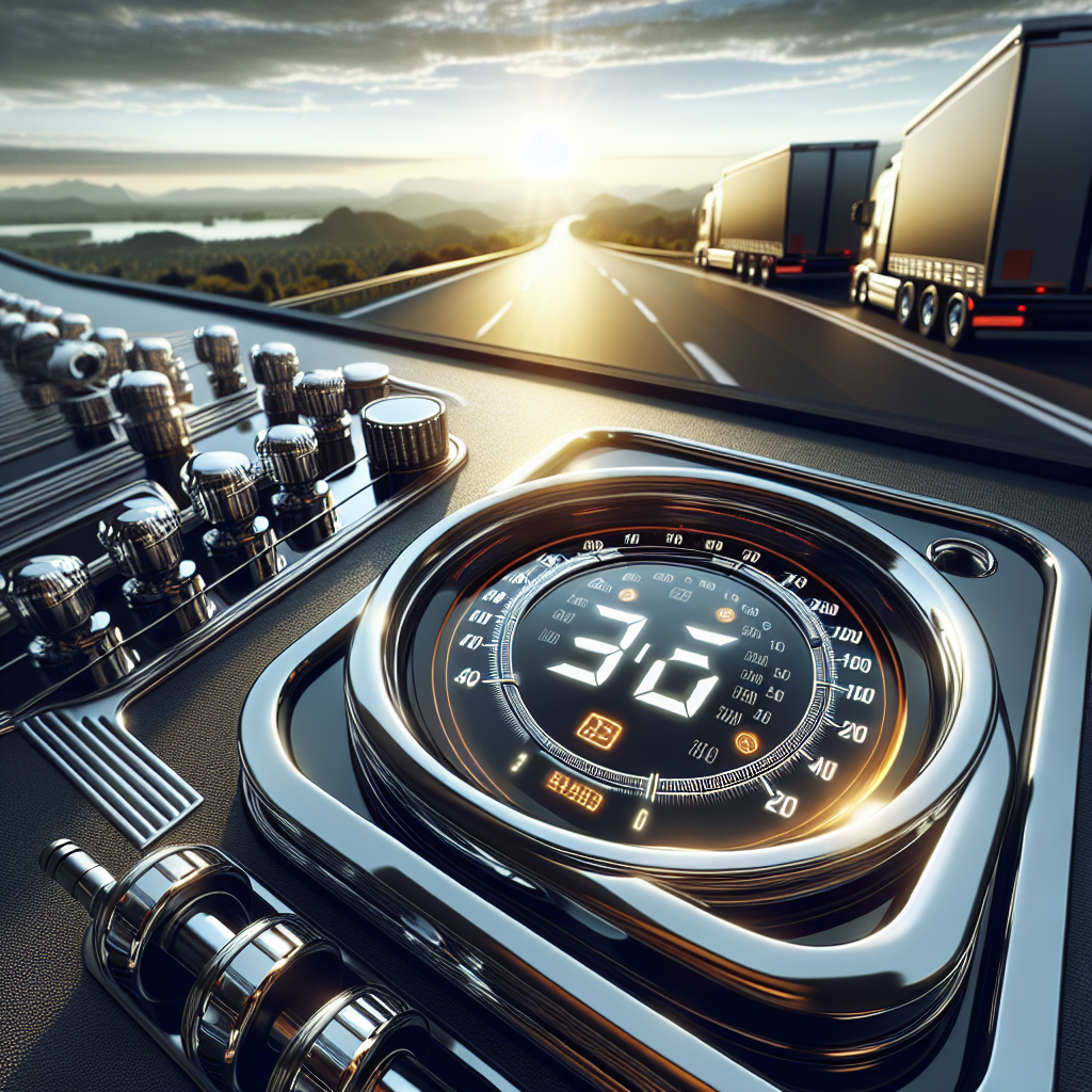 Close-up of a tyre pressure monitoring system on a trailer dashboard.