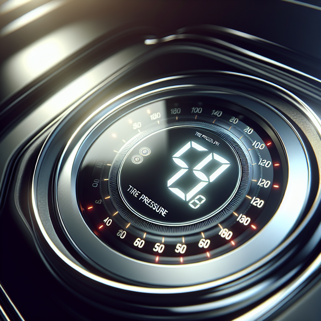 A close-up of a vehicle dashboard displaying tyre pressure readings.